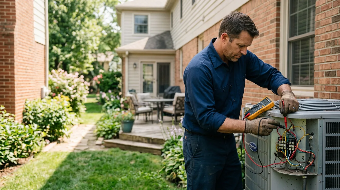 HVAC technician working near Churchville, NY